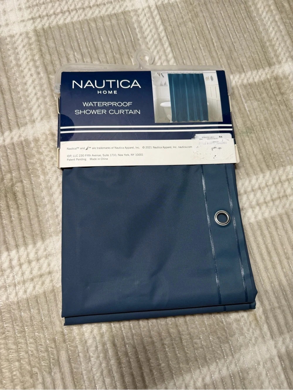 Nautica Solid Deep Teal Blue Shower Curtain